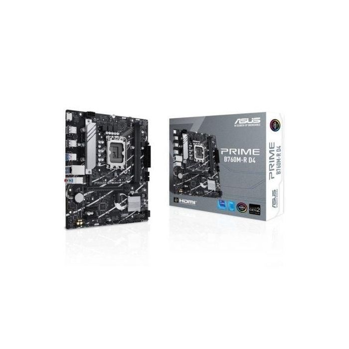 ASUS PRIME B760M-R D4 Placa Base micro ATX Intel B760 LGA 1700, Compatible con Intel Core i9/i7/i5/i3, DDR4, 90MB1HA0-M0EAY0 ASUS PRIME B760M-R D4 Placa Base micro ATX Intel B760 LGA 1700, Compatible con Intel Core i9/i7/i5/i3, DDR4, 90MB1HA0-M0EAY0