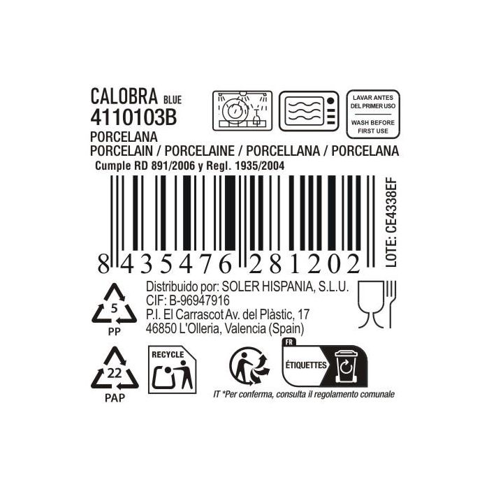 Plato Postre Calobra Azul Ø16.6 cm - Inde (48 Unidades) 5 Plato Postre Calobra Azul Ø16.6 cm - Inde (48 Unidades) 5