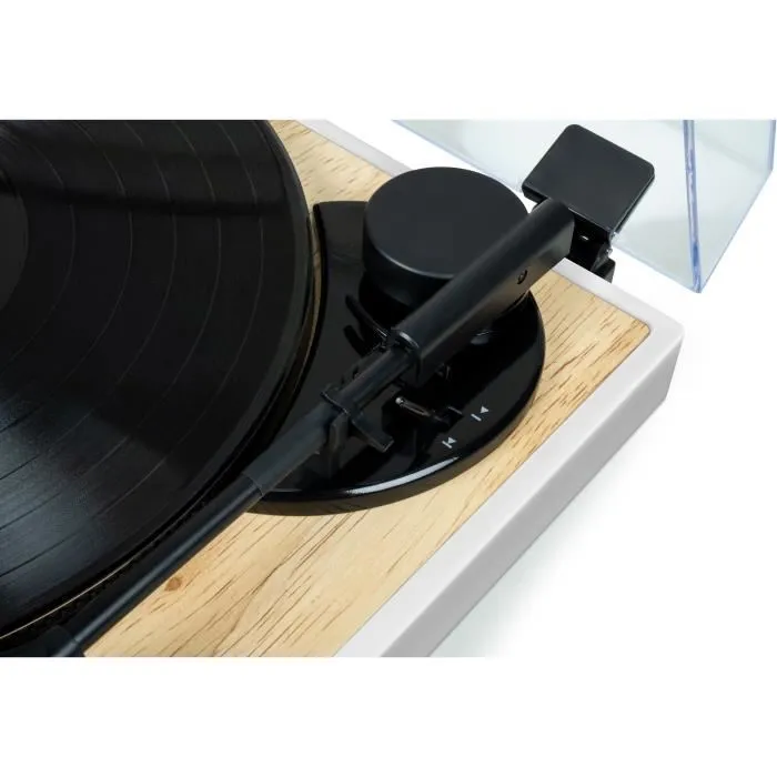 Thomson TT301 Tocadiscos de Diseño 33 y 45 rpm con Cabezal Audio-Technica AT3600L, Madera y Blanco 2