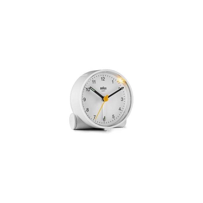 Braun BC-01-W Reloj Despertador Clásico Analógico Blanco con Movimiento Continuo Silencioso y Alarma Creciente