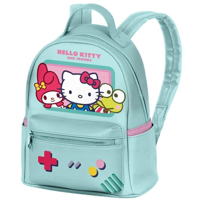 Hello Kitty Mochila Urbana Pequeña Videogame Hello Kitty Turquesa 25x22x15cm 5L PVC