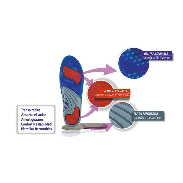 Hidalgo Plantilla Plus Silicona Talla 42-46 Transpirable Absorbe Sudor Amortiguación Confort Estabilidad Multitalla Recortable 2