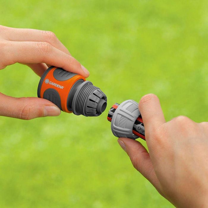 Gardena Conector Rápido de Manguera 1/2 pulg - 5/8 pulg Gris/Naranja Polipropileno Anti UV Anti Hielo