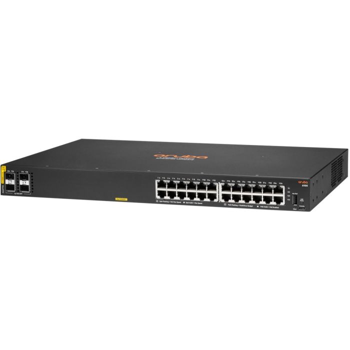 HPE Aruba Networking CX 6100 24G Class4 PoE 4SFP+ 370W Switch Gestionado L3 Gigabit Ethernet Montaje Rack 1U 1