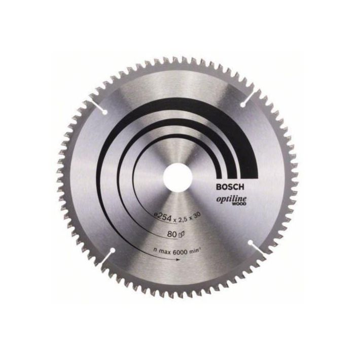 Bosch Professional Hoja de sierra circular de carburo 254x30x2.5mm 80 dientes para madera - Cortes limpios y precisos, baja vibración