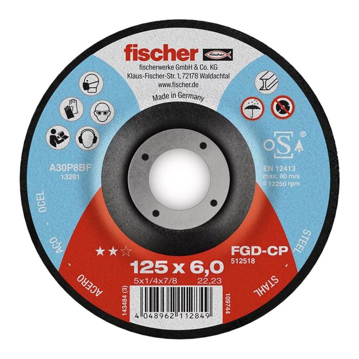 Fischer Disco fgd-cp Ø125x6x22,23 carbon desbaste 512518, Acero inoxidable