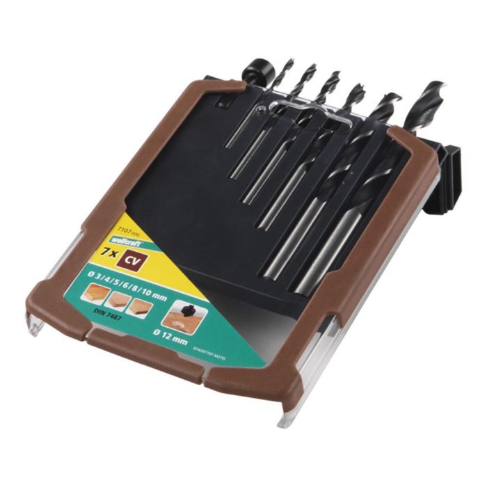Wolfcraft Juego de 7 Brocas para Madera, Ø 3-10mm, Punta Autocortante 0 Wolfcraft Juego de 7 Brocas para Madera, Ø 3-10mm, Punta Autocortante 0
