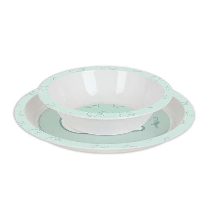Set De Platos Cubiertos Y Vaso Safta Miffy Menta 260x260x90 mm 2 Set De Platos Cubiertos Y Vaso Safta Miffy Menta 260x260x90 mm 2