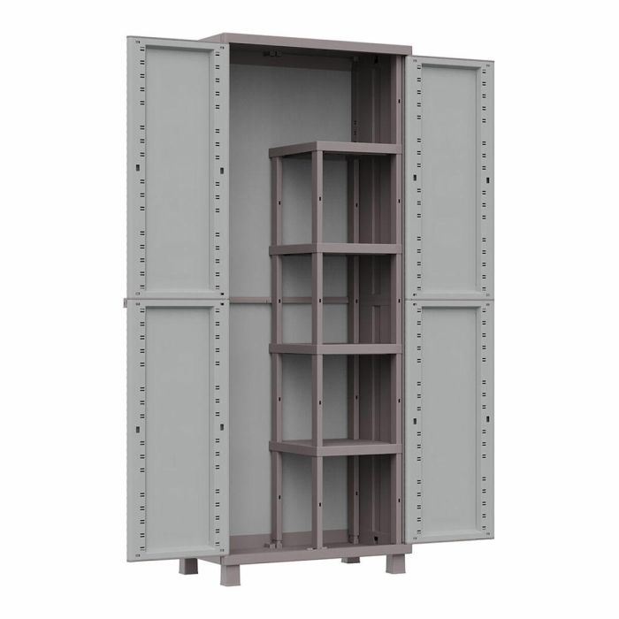 Terry Armario escobero jrattan 368, resina, gris, 4 baldas, 68x37.5x170 cm
