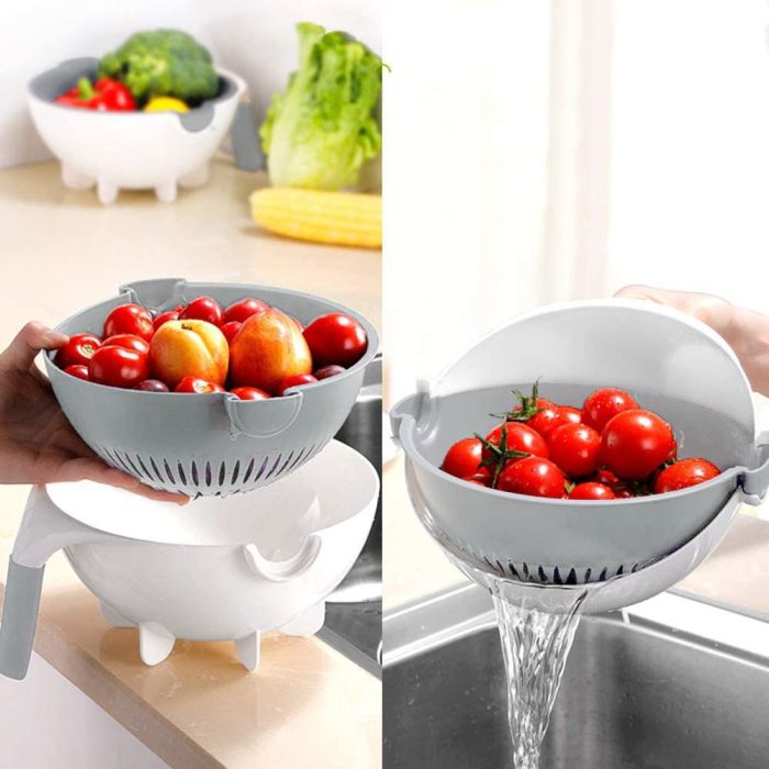 Cortador de Verduras 9 en 1 con Escurridor Quttin (6 Unidades) 6 Cortador de Verduras 9 en 1 con Escurridor Quttin (6 Unidades) 6