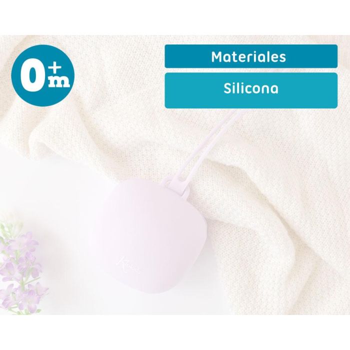 KioKids Portachupetes de Silicona Lavanda para 1 chupete, con Lazo para Colgar, Higiénico y Seguro, Apto Lavavajillas y Esterilizador, para Bebés +0 meses 4