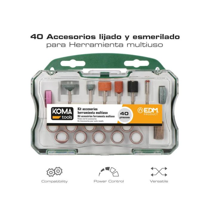 Set 40 accesorios para mini herramienta multiusos rotativa 08709 koma tools