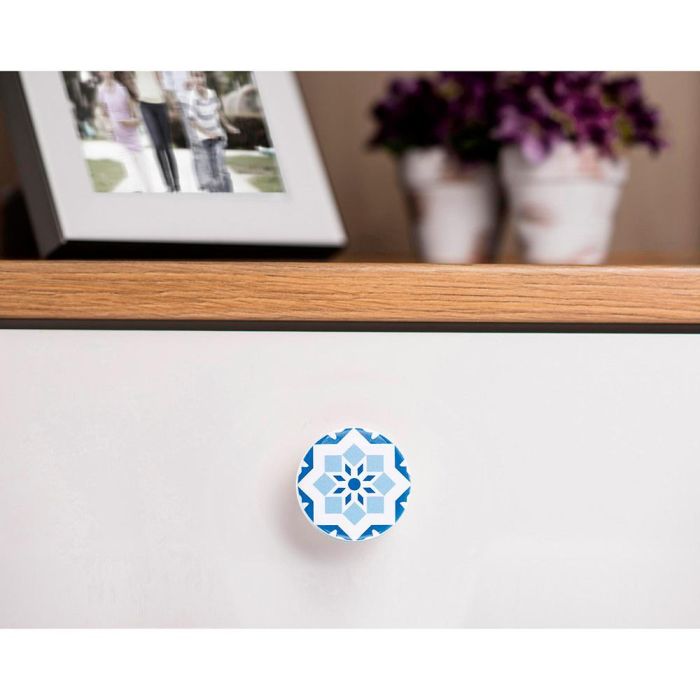 Rei e242 Blister 4 Pomos Redondos para Mueble Madera Acabado Azul Ø38mm 3