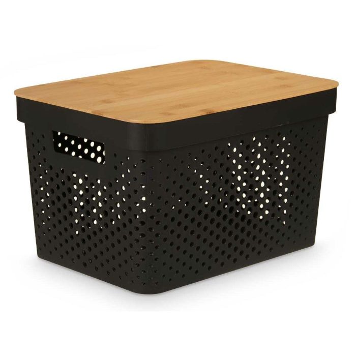 Caja Multiusos Kinvara CH52970 (24) Marrón Negro Bambú Polipropileno 35,7 x 22 x 26,2 cm (4 Unidades) 4