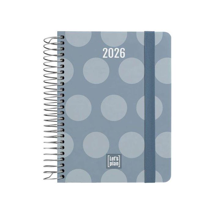 Agenda Anual (2026) Grafoplas Design Espiral Tapa Extra Con Goma A6 150X120 S/V Dots