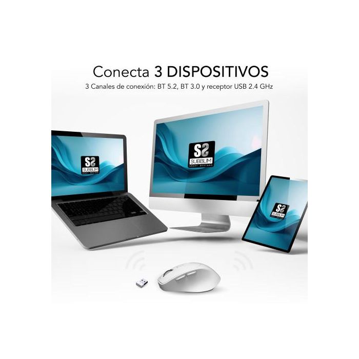 SUBBLIM COMFORT ERGO DUAL MOUSE BATTERY WHITE 2 SUBBLIM COMFORT ERGO DUAL MOUSE BATTERY WHITE 2