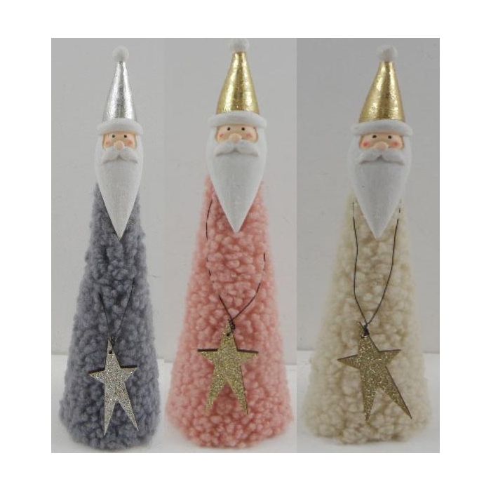 DKD Home Decor Figura Navidad Fantasia Metal Lana, Surtido Colores (Beige, Gris, Rosa, Dorado) 25cm Alto - 6 Unidades
