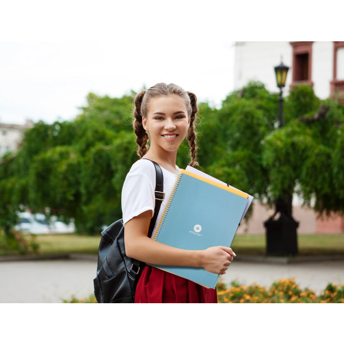 Antartik Cuaderno espiral A4 micro dots tapa forrada 80 hojas 90 gr rayado puntos celeste 11