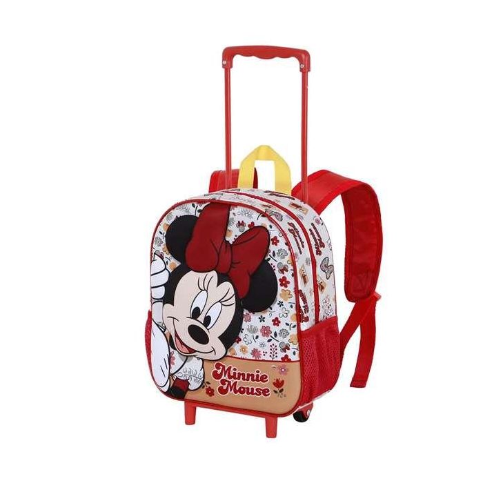 Mochila 3D con Ruedas Pequeña Flowered Disney Minnie Mouse Rojo 1 Mochila 3D con Ruedas Pequeña Flowered Disney Minnie Mouse Rojo 1