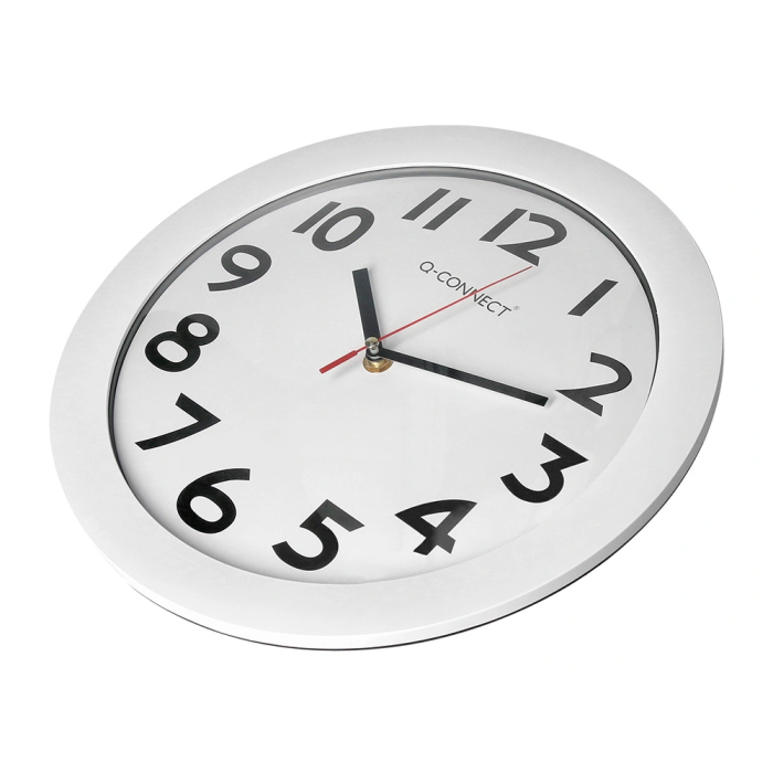 Q-connect Reloj de Pared Redondo Plástico Oficina 30 cm Marco Blanco 5