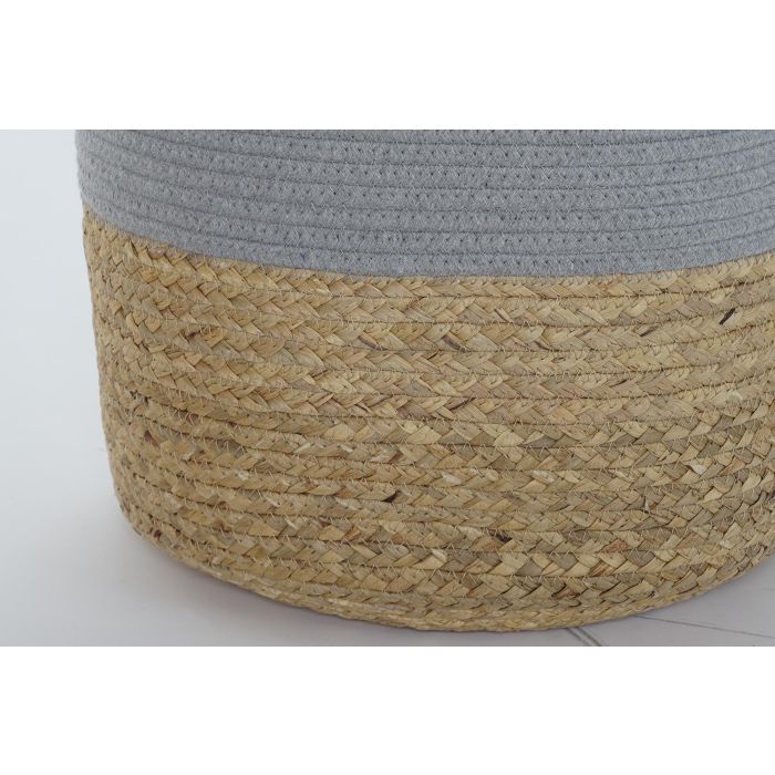 DKD Home Decor Cesta Boho de Algodón y Fibra, Gris Claro y Blanco, Set de 2 Piezas, 40 x 52 x 40 cm 2 DKD Home Decor Cesta Boho de Algodón y Fibra, Gris Claro y Blanco, Set de 2 Piezas, 40 x 52 x 40 cm 2