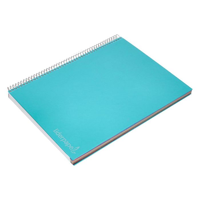 Cuaderno Espiral Liderpapel A4 Micro Jolly Tapa Forrada 140H 75 gr Cuadro 5 mm 5 Bandas4 Taladros Color Celeste 4