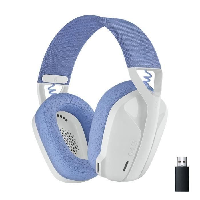 Logitech -G435 LIGHTSPEED Wireless Gaming Headset - BLANCO - Bluetooth liviano con micrófono incorporado para Dolby Atmos, PC, PS4, PS5, Mobile Logitech -G435 LIGHTSPEED Wireless Gaming Headset - BLANCO - Bluetooth liviano con micrófono incorporado para Dolby Atmos, PC, PS4, PS5, Mobile