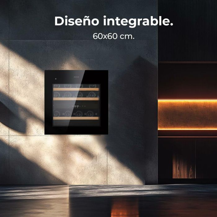 Cecotec Vinoteca integrable 36 botellas Duo 36000 Touch doble zona negro cristal LED 11