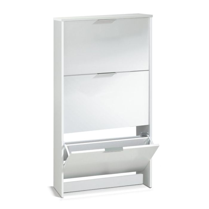 Mueble zapatero, 3 puertas abatibles, blanco brillo 3