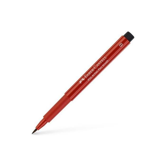 Faber Castell Rotulador Pitt Artist Pen Brush, Tinta Pigmentada, Punta Pincel Flexible, Rojo Indio (10 Unidades) (10 Unidades)