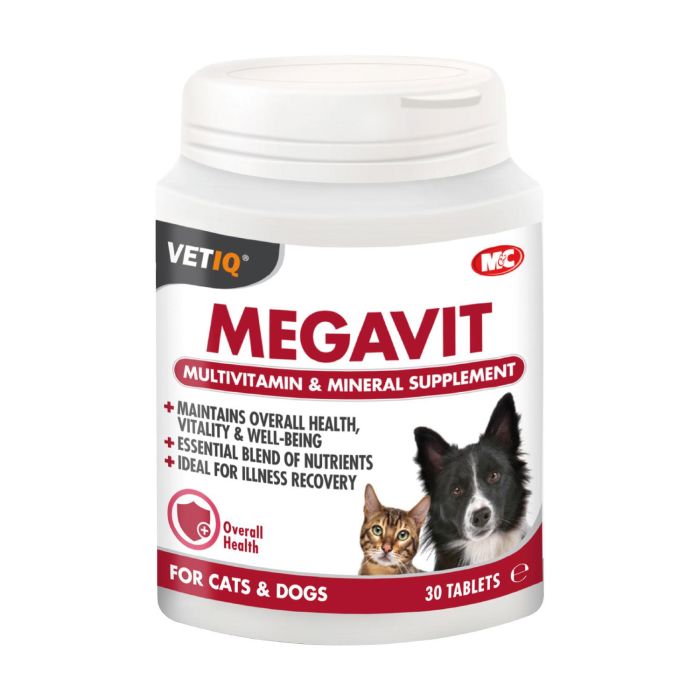 VetIQ Megavit Suplemento Mineral con Multivitaminas de alta potencia para Perros y Gatos: apoyo salud, vitalidad y bienestar en estrés y recuperación