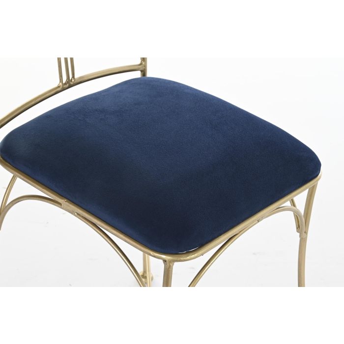 DKD Home Decor Silla Dorado y Azul de Latón y Poliéster, 42x88.5x45 cm, Altura Asiento 53 cm 1 DKD Home Decor Silla Dorado y Azul de Latón y Poliéster, 42x88.5x45 cm, Altura Asiento 53 cm 1
