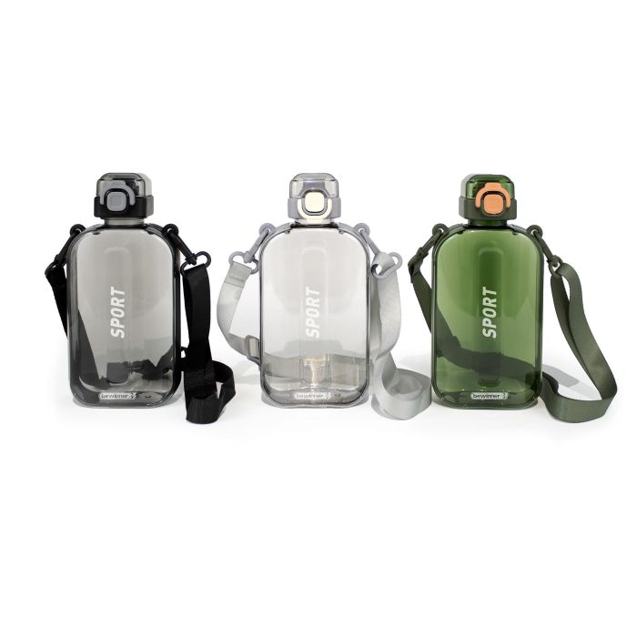 Inde Botella de Agua Deportiva c/Colgador 750 ml, Botella Reutilizable con Arnés, 21.8 cm (12 Unidades)