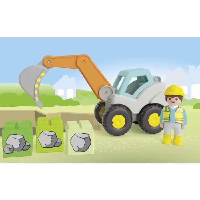 Playmobil 71684 Pala Excavadora Junior, juguete con brazo móvil para obras de construcción y bloques, edad recomendada +12 meses 2