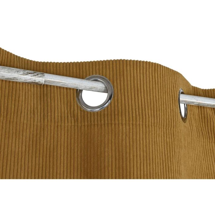 DKD Home Decor Cortina Boho Mostaza de Poliéster con Textura de Pana Gruesa 140 cm Ancho x 260 cm Alto Colección Panna23 4