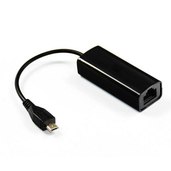 MicroConnect Adaptador USB micro a Ethernet RJ-45 Negro para Tabletas, Smartphones - Conexión de Red Cableada Fiable