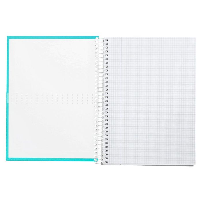 Cuaderno Espiral Liderpapel A4 Crafty Tapa Forrada 80H 90 gr Cuadro 4 mm Con Margen Color Turquesa 5 unidades 1