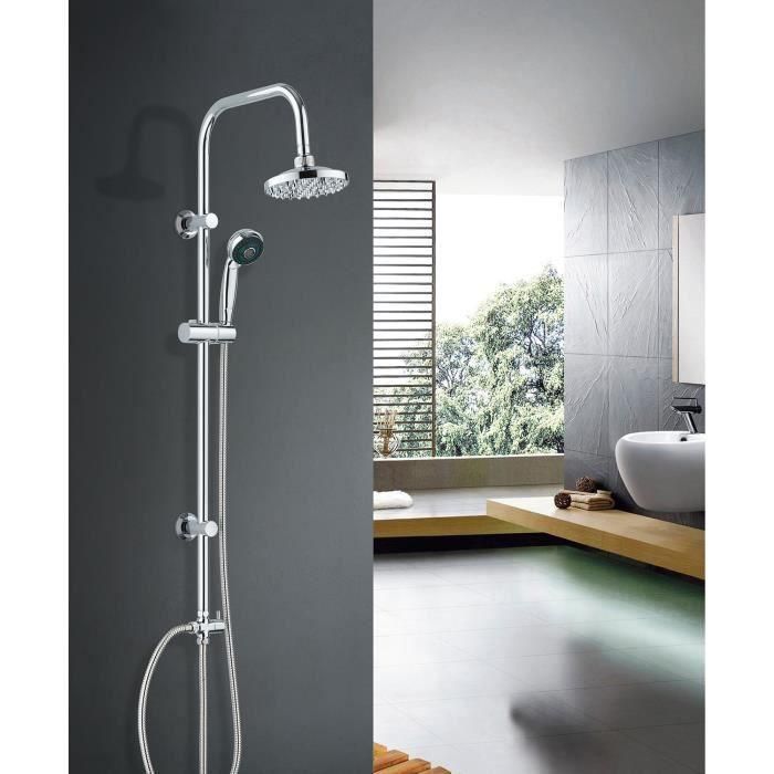 Rousseau Columna de Ducha Sonora sin Grifo, Cabezal Ø150mm Ajustable, Ducha de Mano 3 Chorros, Acero Inoxidable Cromado 1 Rousseau Columna de Ducha Sonora sin Grifo, Cabezal Ø150mm Ajustable, Ducha de Mano 3 Chorros, Acero Inoxidable Cromado 1