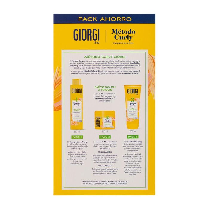 Giorgi Line Método Curly Lote 3 piezas: Champú Brillo, Mascarilla Hidratante, Gel Definidor para Rizos Naturales 1