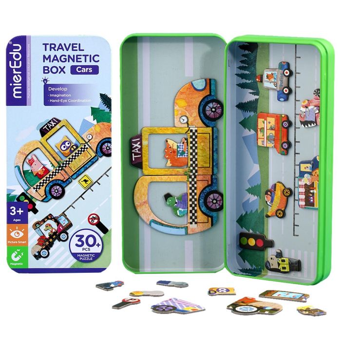 Mieredu Me0884 Puzle Magnético Mis Viajes Coches con 2 Escenarios y 30 Imanes +3 Años 0 Mieredu Me0884 Puzle Magnético Mis Viajes Coches con 2 Escenarios y 30 Imanes +3 Años 0