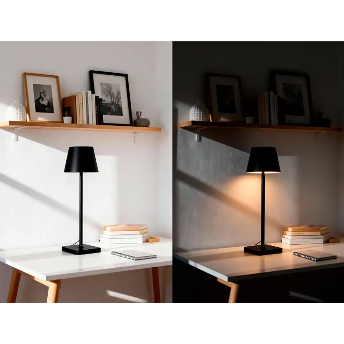 Q-connect Nova Lampara de Escritorio LED 2W 200 lm Metálica Táctil Recargable USB-C Color Negro 8