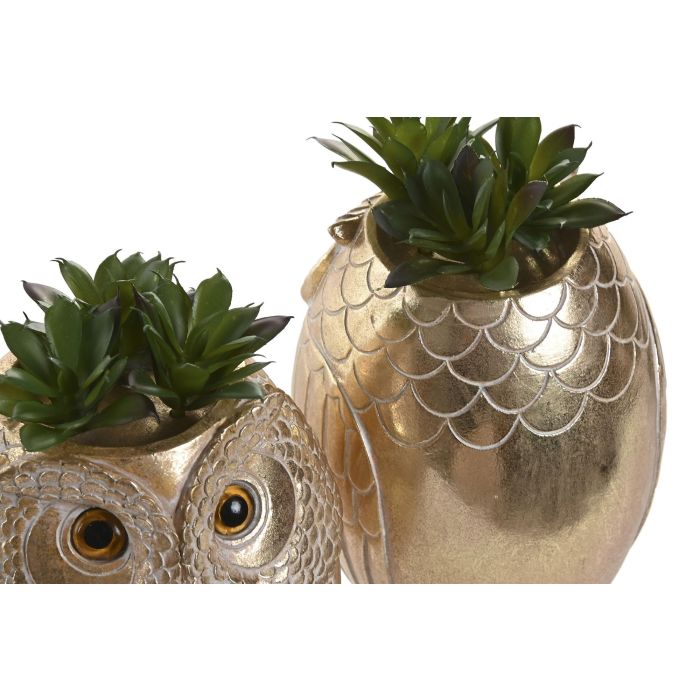 Planta Colonial DKD Home Decor Dorado Verde 11 x 18 x 11.5 cm (4 Unidades) 2