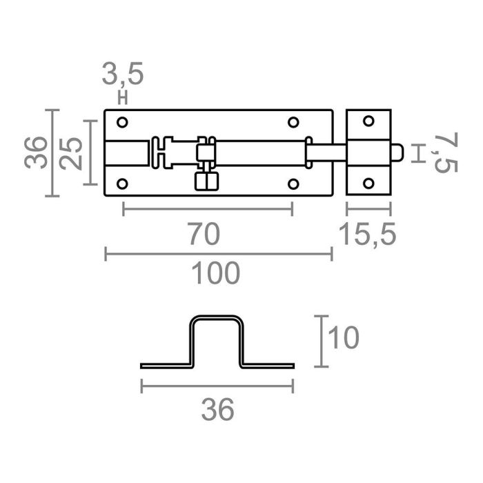 Pasador ps15, acero inoxidable, 100 mm 3 Pasador ps15, acero inoxidable, 100 mm 3