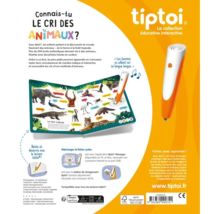 Ravensburger Tiptoi Libro Interactivo 13099074 - Juego Educativo Electronico sin Pantalla para Niños desde 3 años - ¿Conoces los Sonidos de los Animales?