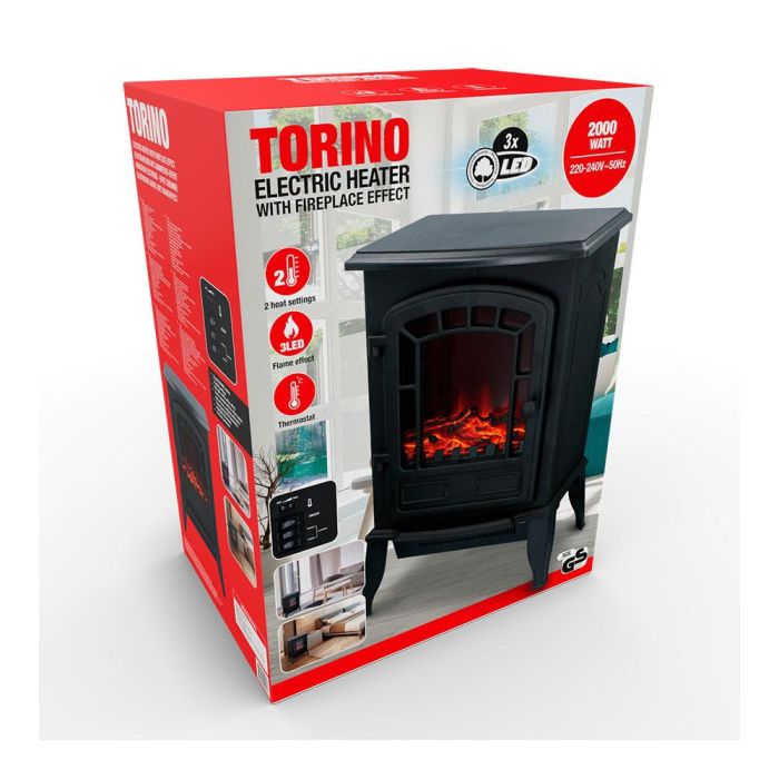 Estufa/chimenea de led modelo torino 2000w 4