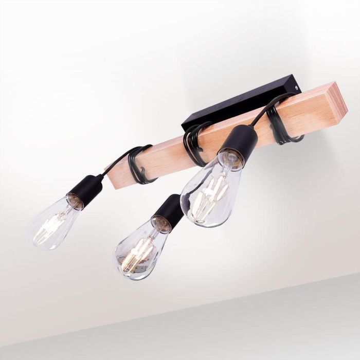 Lámpara Colgante Bianca SKD-P6000-3 de Madera y Metal, Diseño Nórdico Moderno para Comedor, Dormitorio o Salón, E27 LED 2 Lámpara Colgante Bianca SKD-P6000-3 de Madera y Metal, Diseño Nórdico Moderno para Comedor, Dormitorio o Salón, E27 LED 2