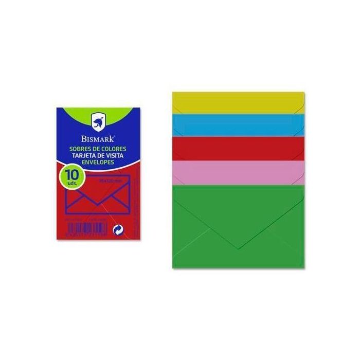 Bismark Sobre de papel 90 gr 76x120 mm colores 10 sobres surtidos Bismark Sobre de papel 90 gr 76x120 mm colores 10 sobres surtidos