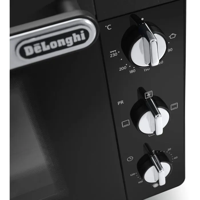 Delonghi Horno Pequeño EO 40112.BK Negro con Ventilador 40L 2000W Puerta Doble Cristal 2