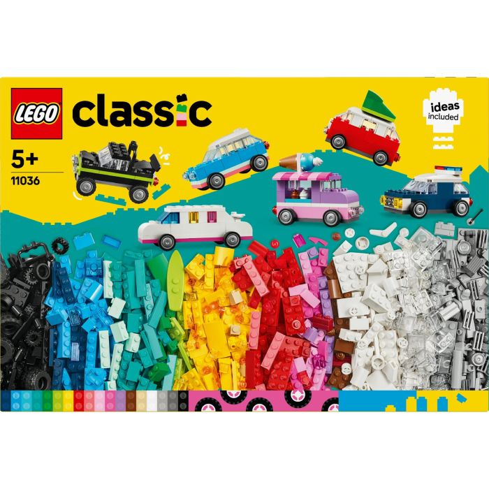 LEGO 11036 Classic Vehículos Creativos - Set de Construcción de Coches con 900 Ladrillos y 52 Ruedas para Niños +5 Años 11