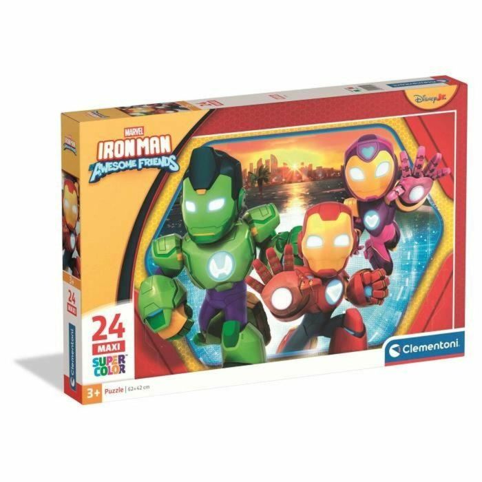 Clementoni CLE8005125248292 - Puzle Maxi 24 piezas de Iron Man y sus increíbles amigos
